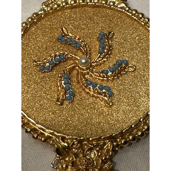 MIRELLA Ornate Gold Plated Hand Mirror and Travel Comb Set vanity set Vtg - Picture 4 of 9